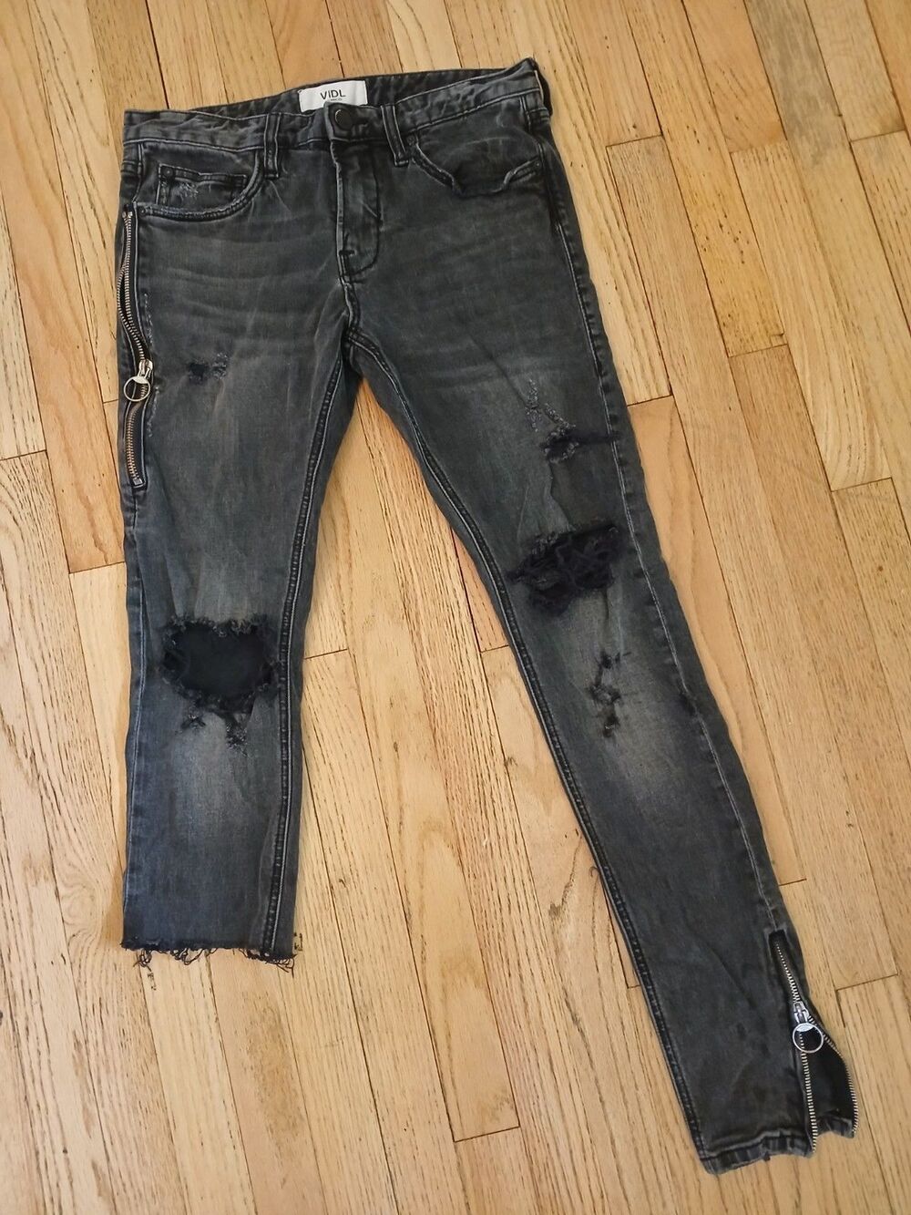 VIDL Los Angeles Skinny Jeans Cut Leg Men's Grunge Punk Rock Heavy Metal 30"